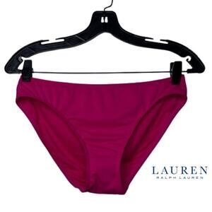Ralph Lauren Plumeria Chevron Solid Hipster Bikini Swim Bottom, Size 10